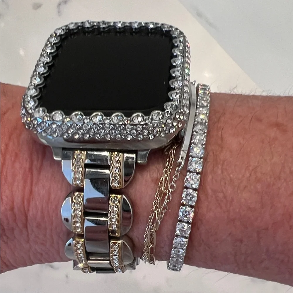 kate spade Two-Tone Silver and Gold Rhinestone Smartwatch Bracelet - Picture 5 of 6